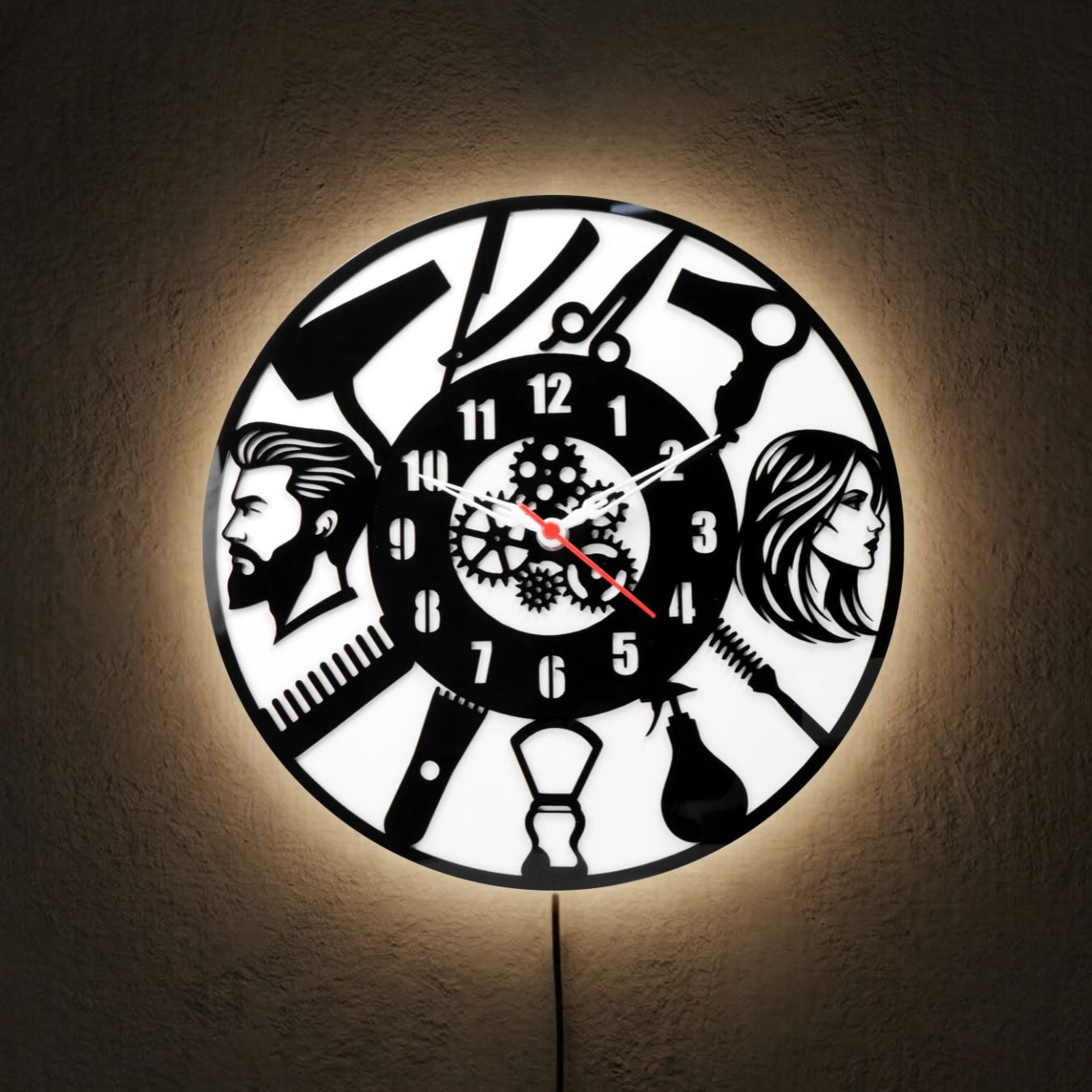 Premium Unisex Barber Shop & Hair Salon AI Designed  Wall Clock 12"
