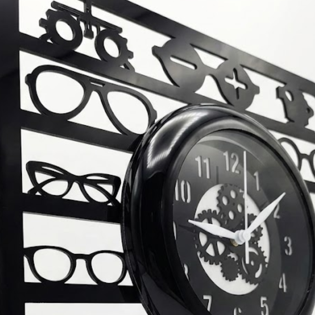 Eye Clinic & Opticals PlexiGlass Wall Clock 12 Inch