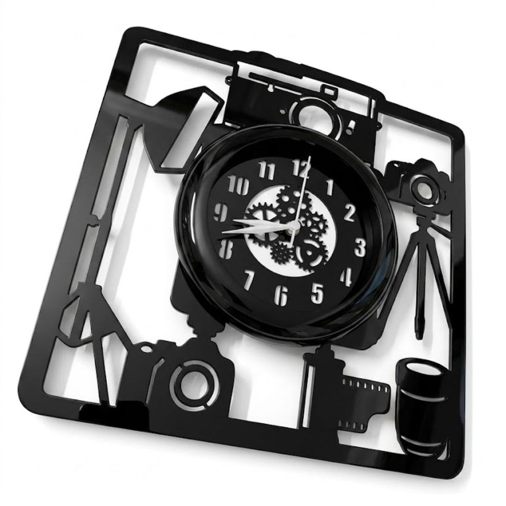 Camera Gear Square Wall Clock 12 inch