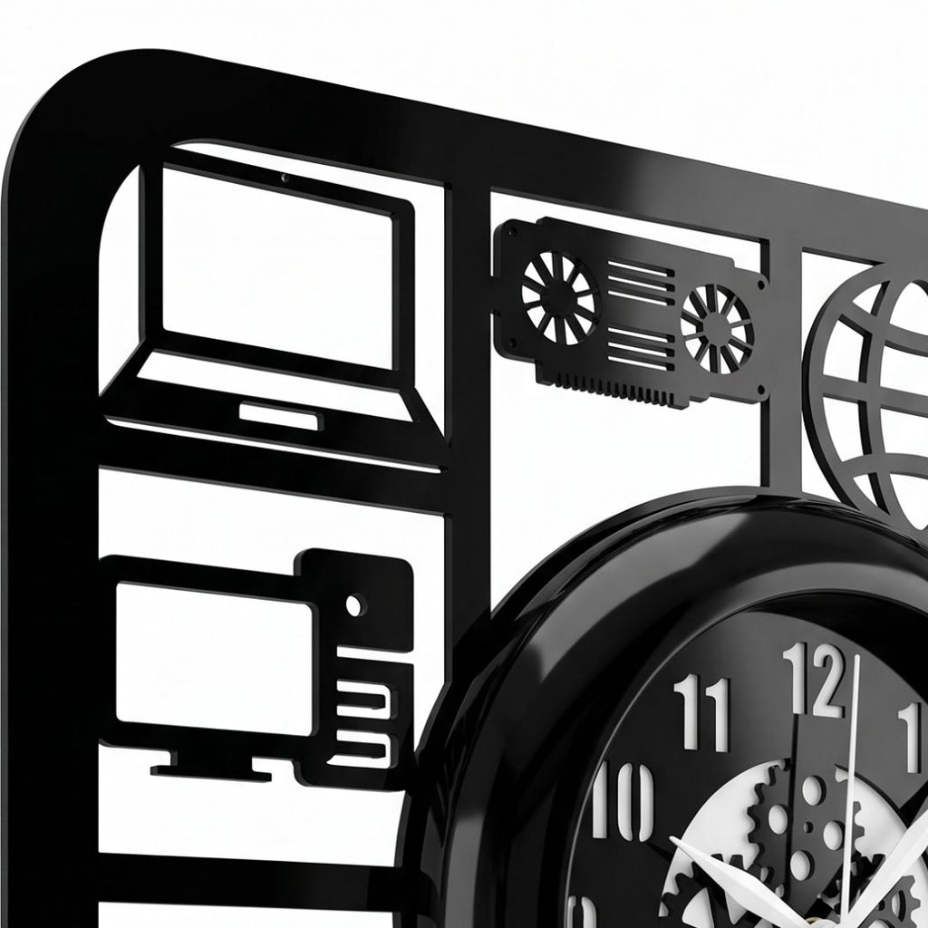 Cyber Tech Acrylic Wall Clock 12 inch with Glass
