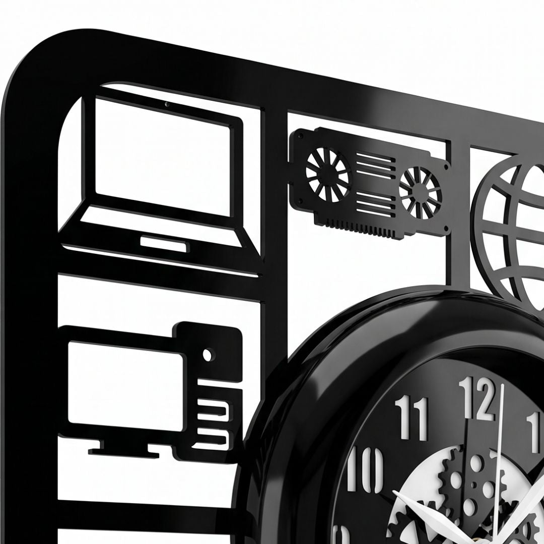 Cyber Tech Acrylic Wall Clock 12 inch with Glass