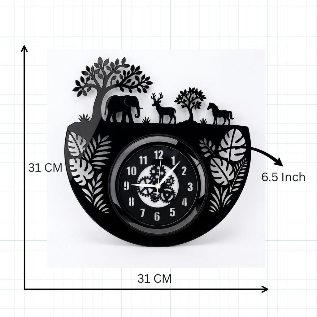Jungle Acrylic Wall Clock 12 inch With Glass