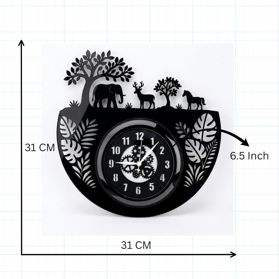 Jungle Acrylic Wall Clock 12 inch With Glass
