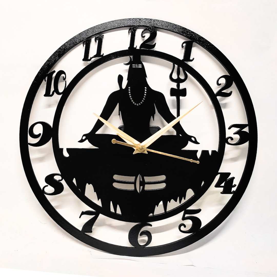 SHANKAR MAHADEV 12” Premium wood Black Wall Clock