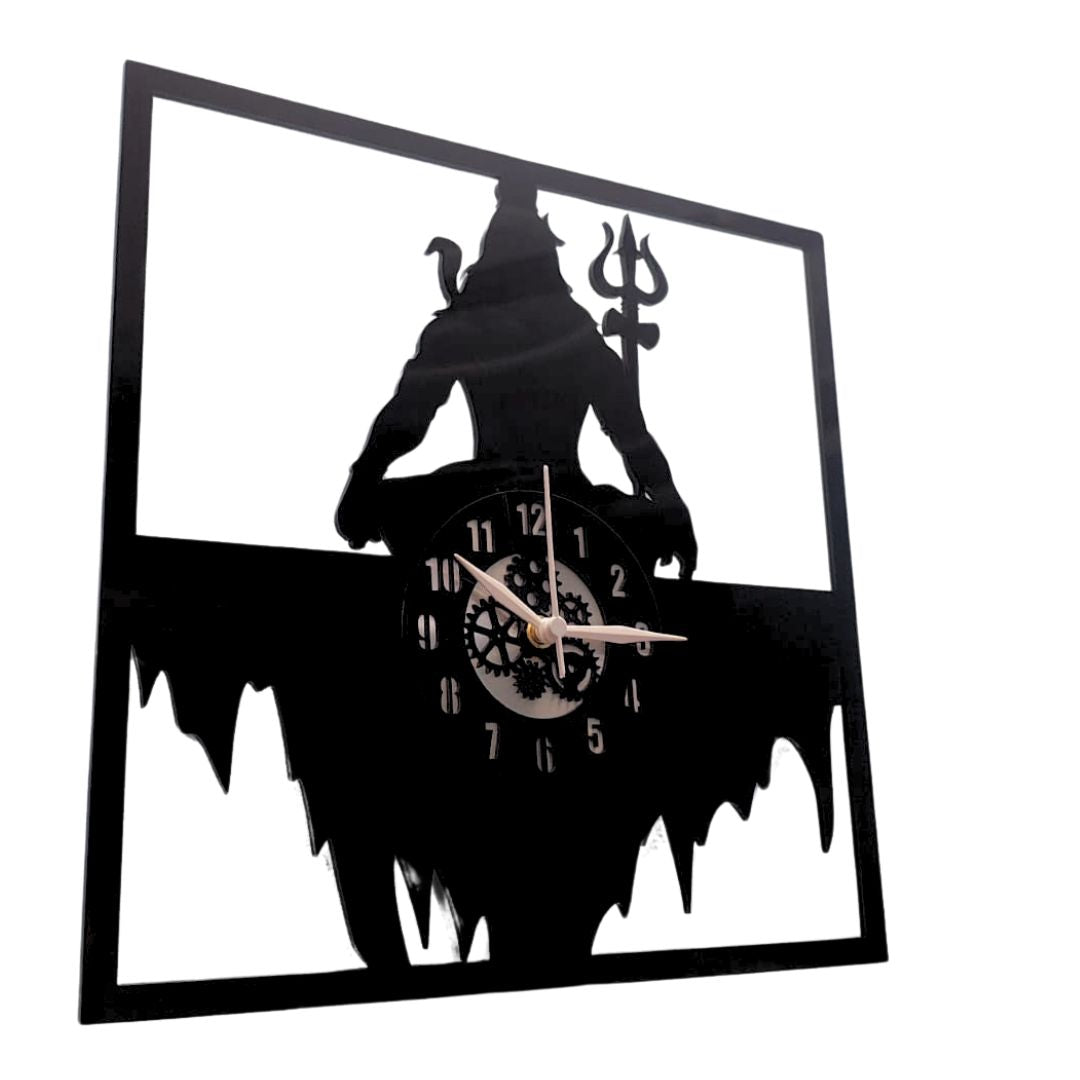 MAHADEV 12” Premium PlexiGlass Glossy Black Wall Clock
