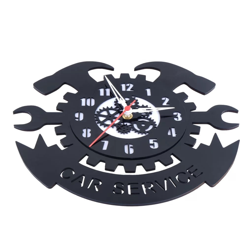 Car Service Wall Clock 12″ , Tough Plexi Glass , Gear Clock