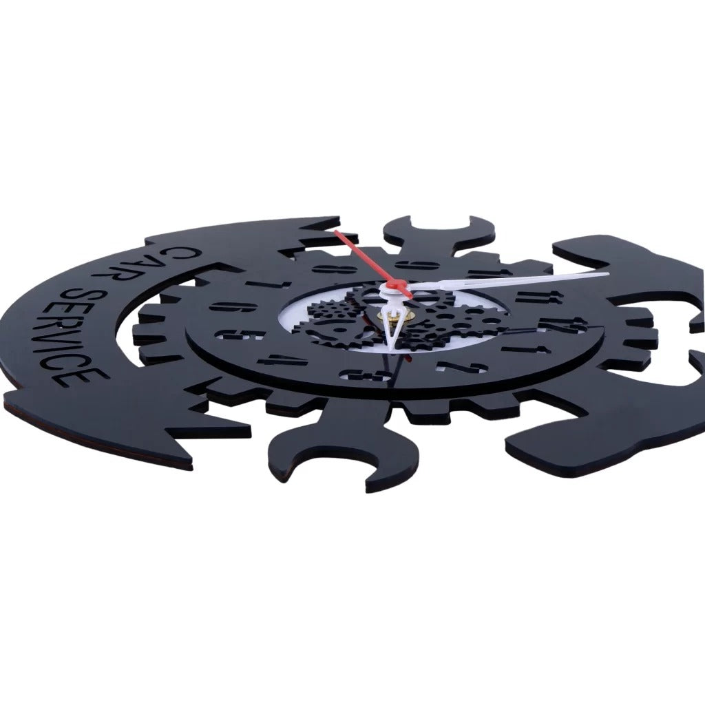 Car Service Wall Clock 12″ , Tough Plexi Glass , Gear Clock