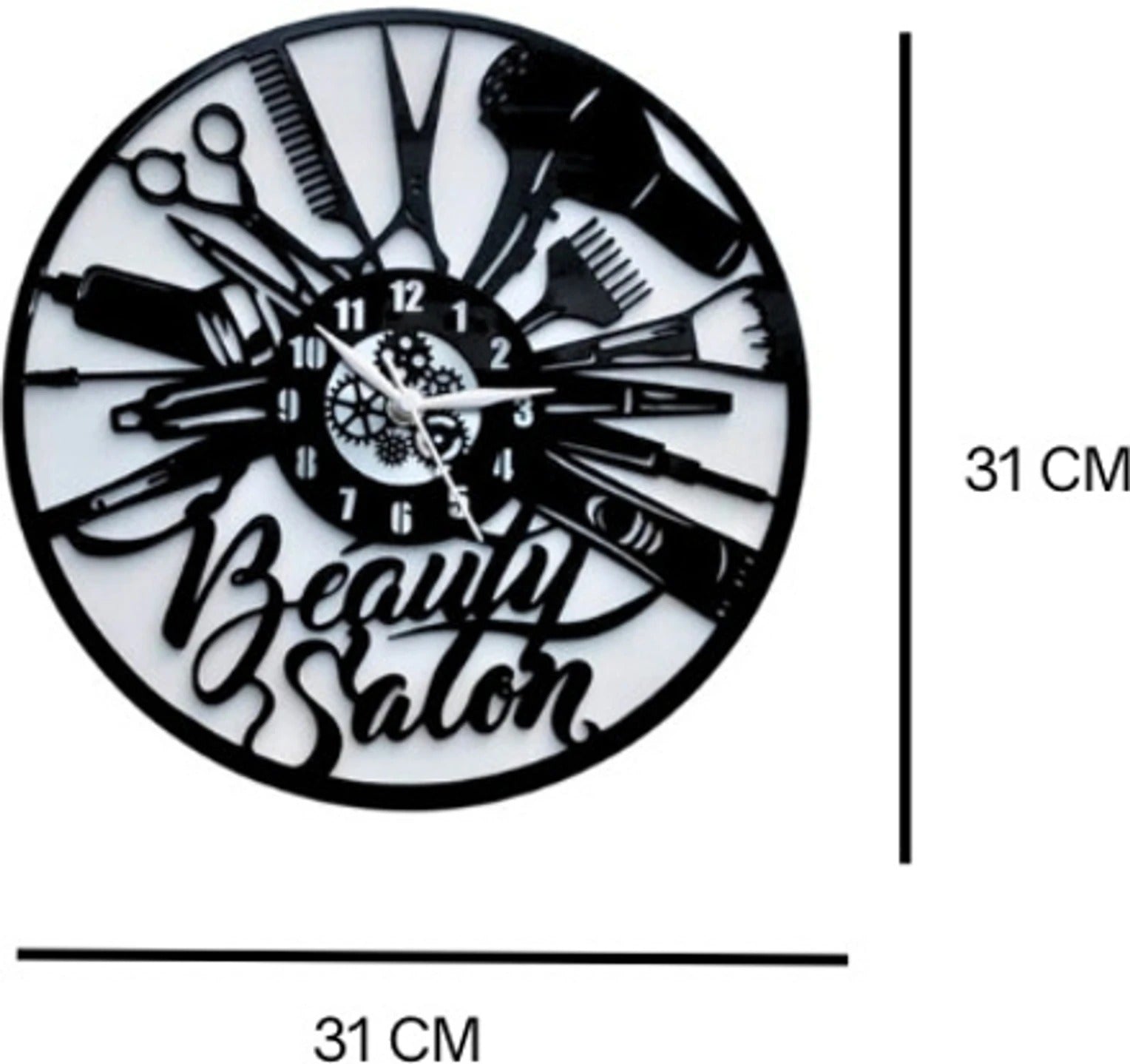 Beauty Salon & Cosmetics Wall Clock, 12″ Wall Clock, Plexi Glass 31 CM