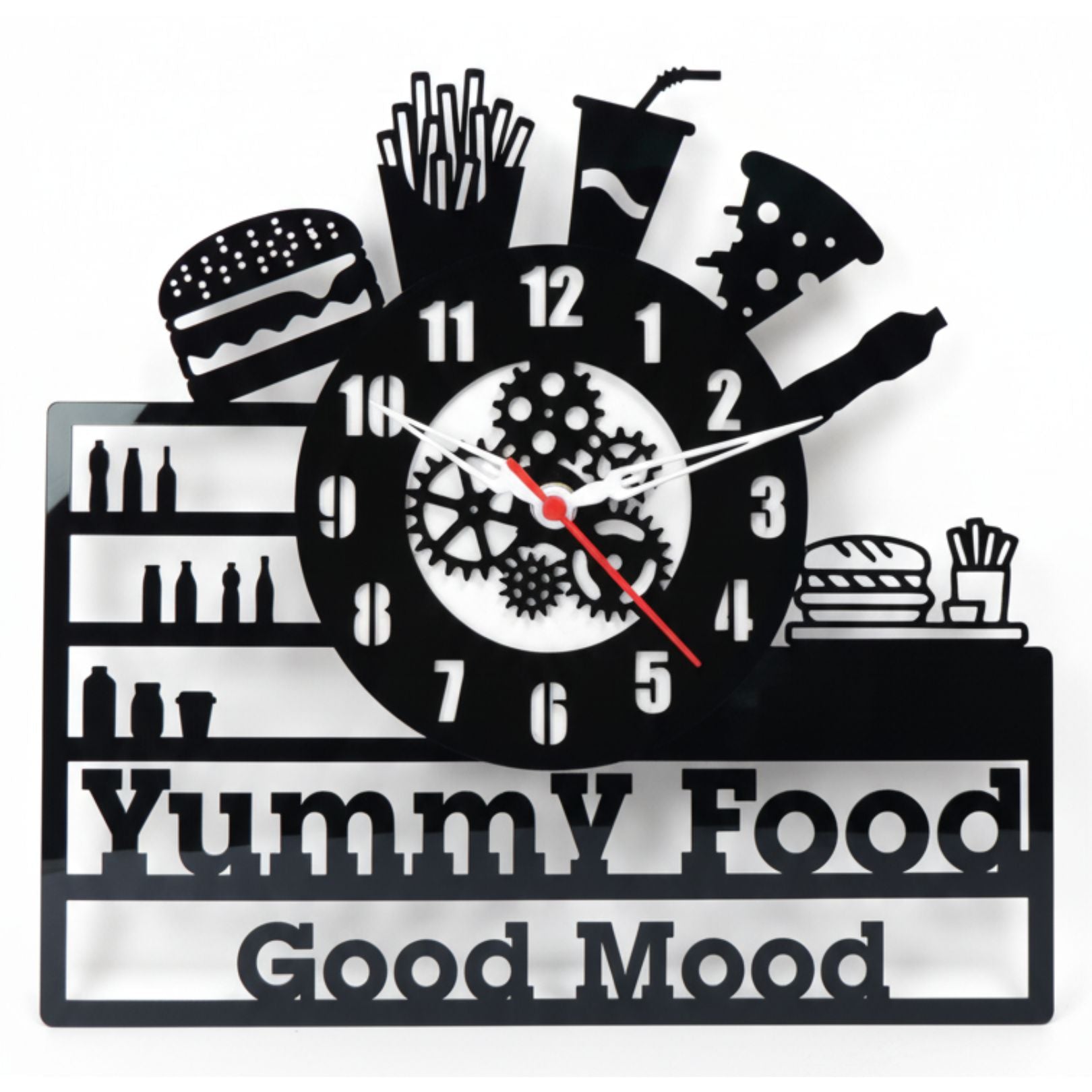 "Yummy Food, Good Mood" Premium Acrylic Wall Clock 12"