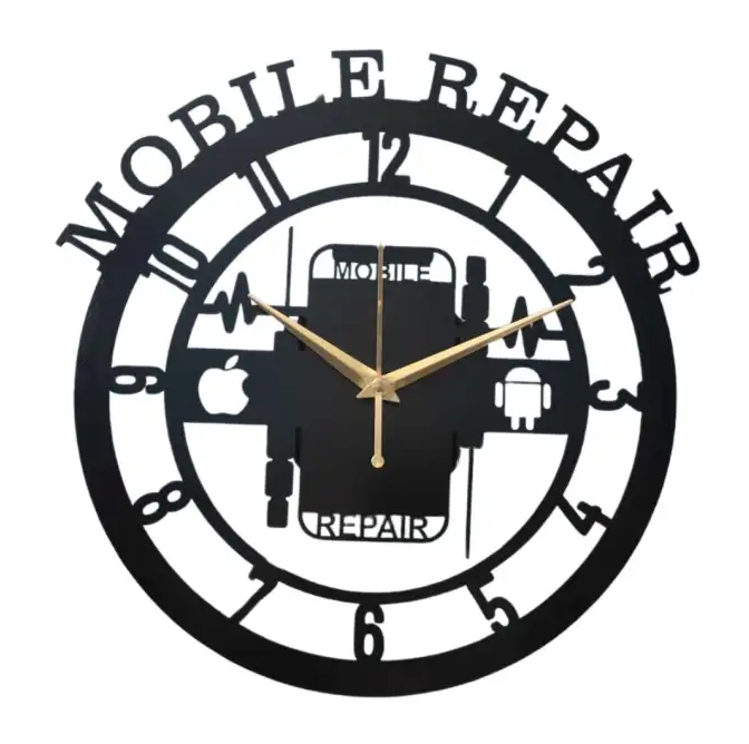 Mobile repair wall clock 12″ Numbered Wall Clock, Black