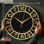 Gold & Black Luxury Wall Clock 12"