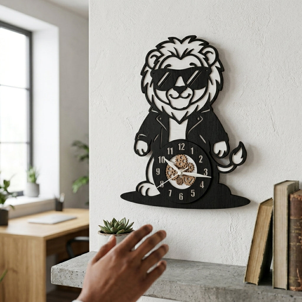 Cool Lion Premium Acrylic Wall Clock 12"