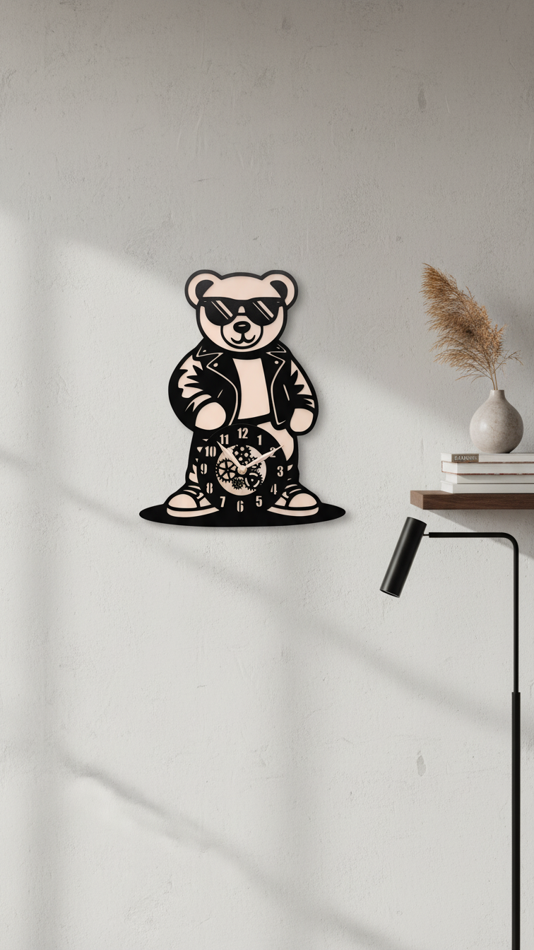 "Cool Teddy" Premium Acrylic Wall Clock