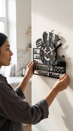 "Yummy Food, Good Mood" Premium Acrylic Wall Clock 12"