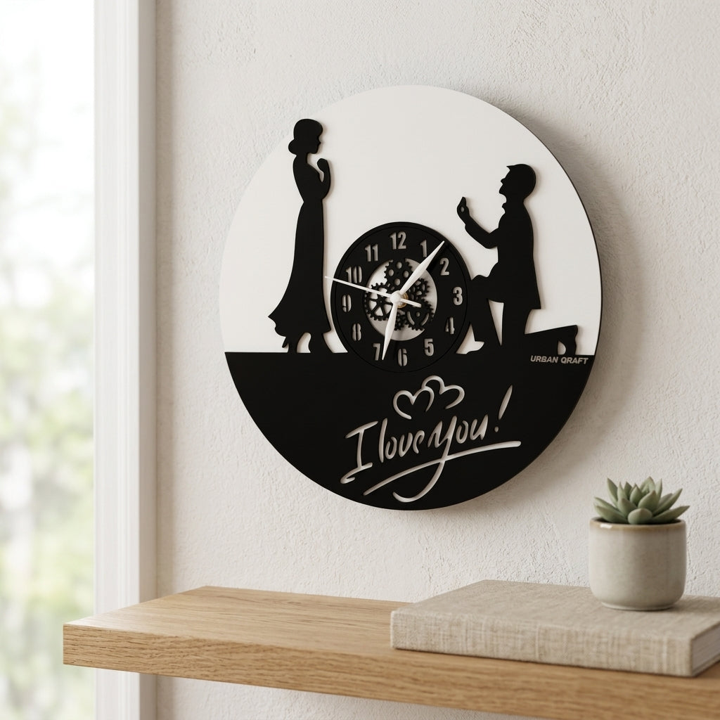 I Love You Wall Clock, 12″ Numbered Wall Clock, Black