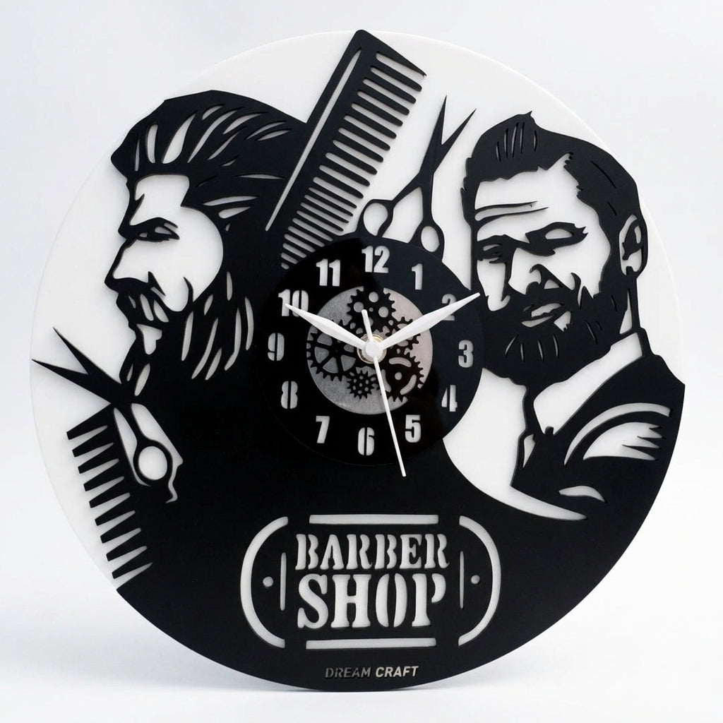 Stylish 2 Men’s Salon Wall Clock, 12″ Premium Barbershop  Wall Clock