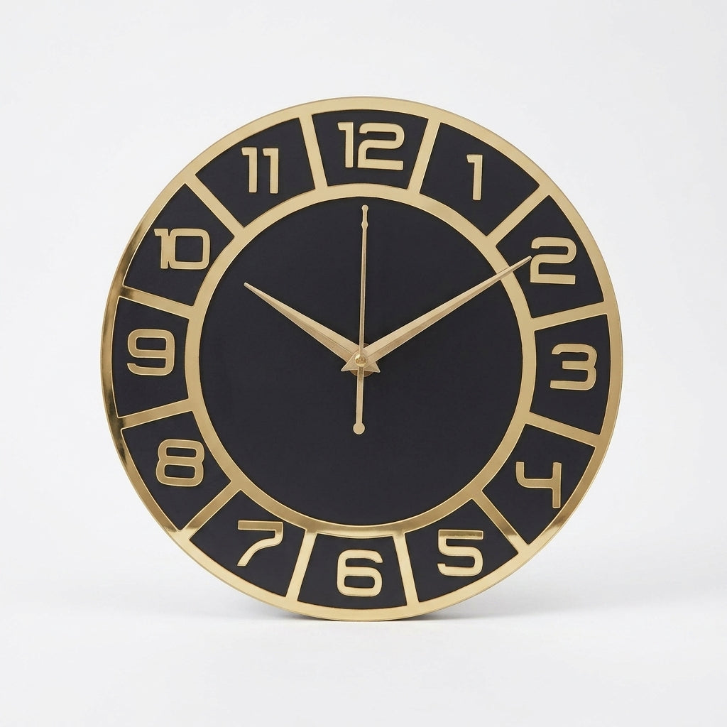 Gold & Black Luxury Wall Clock 12"