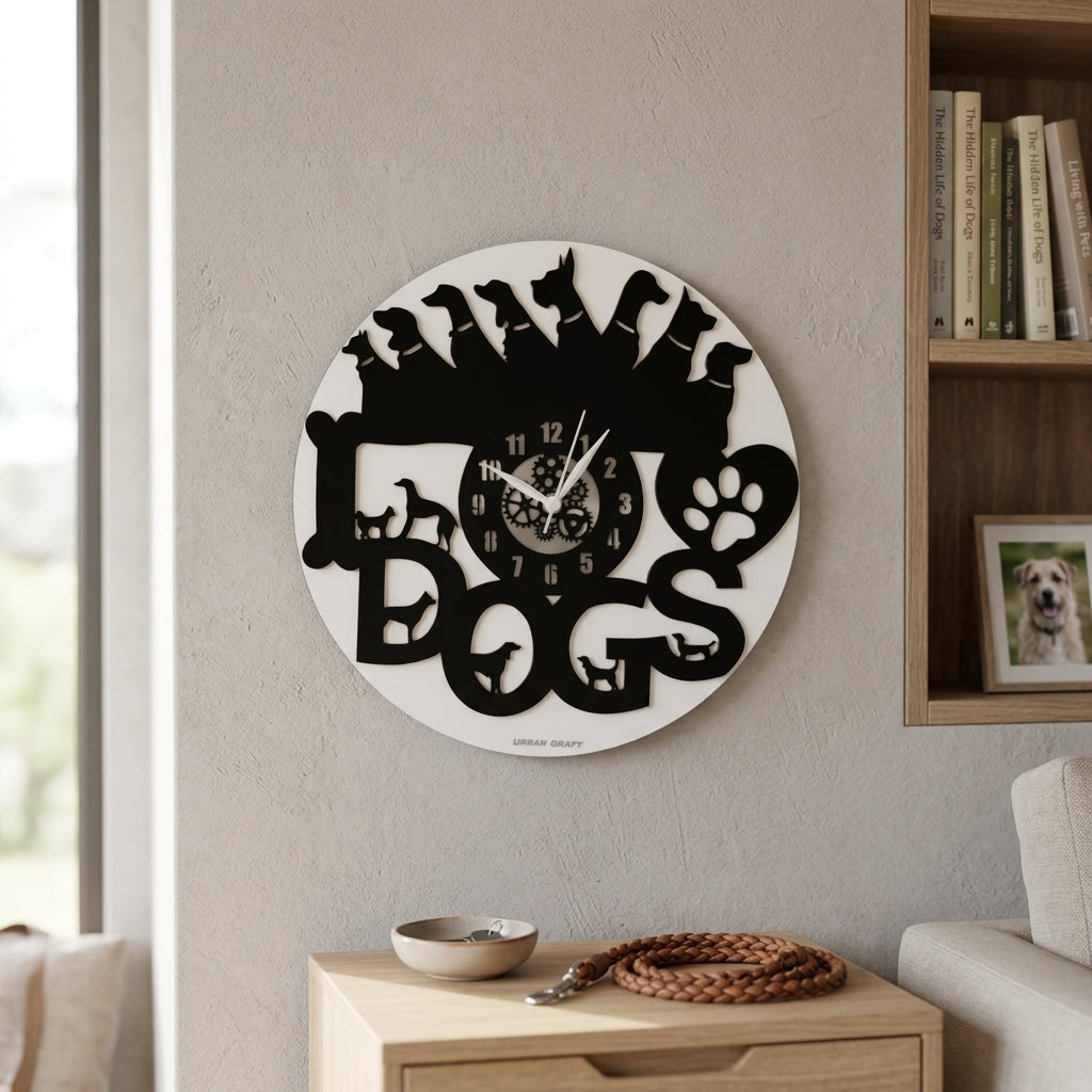 Dog Wall Clock 12″  Premium Layered Wall Clock