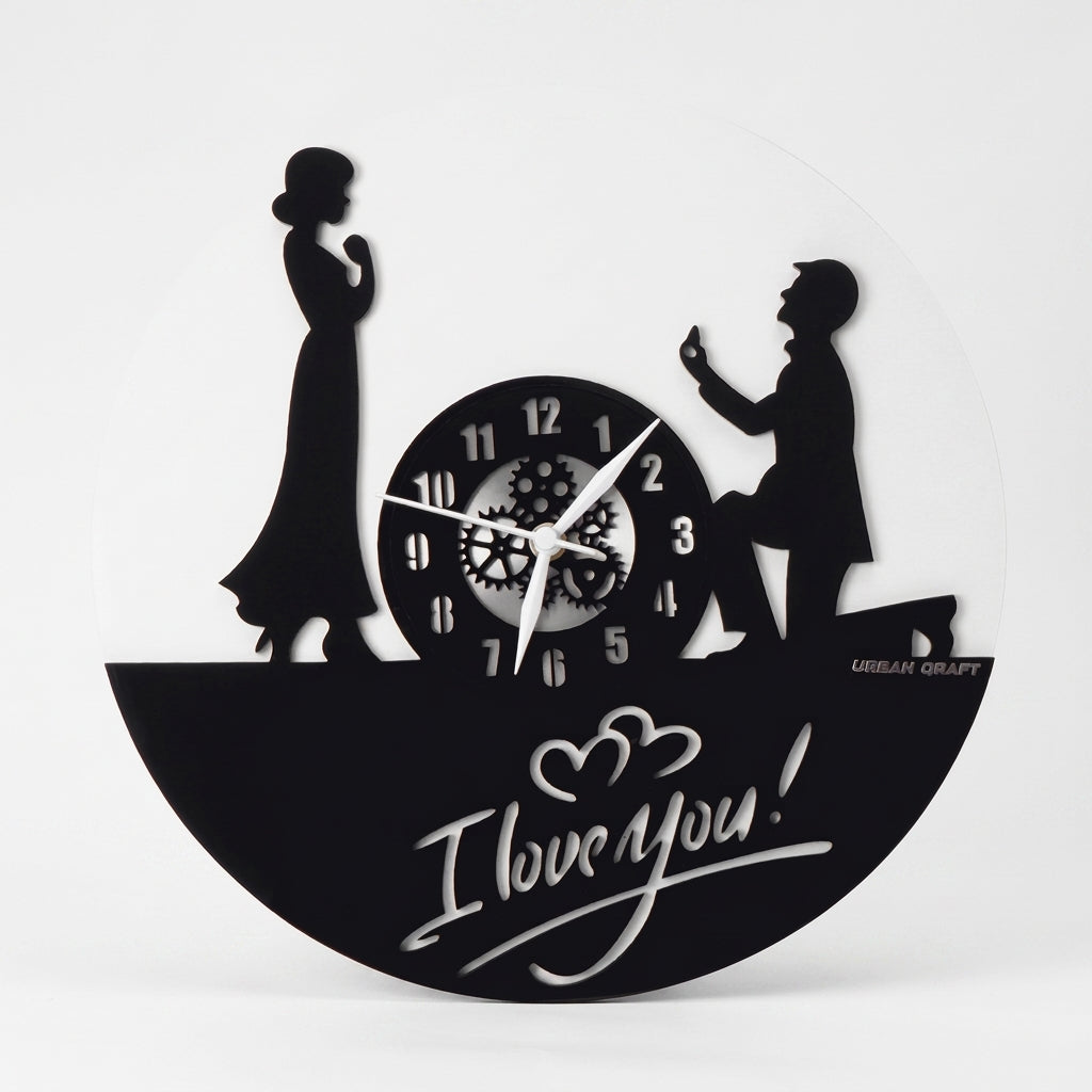 I Love You Wall Clock, 12″ Numbered Wall Clock, Black