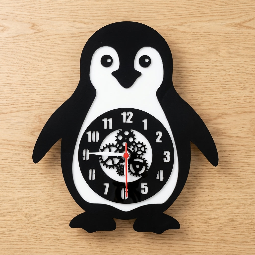 Happy Penguin Premium Acrylic Wall Clock 12"