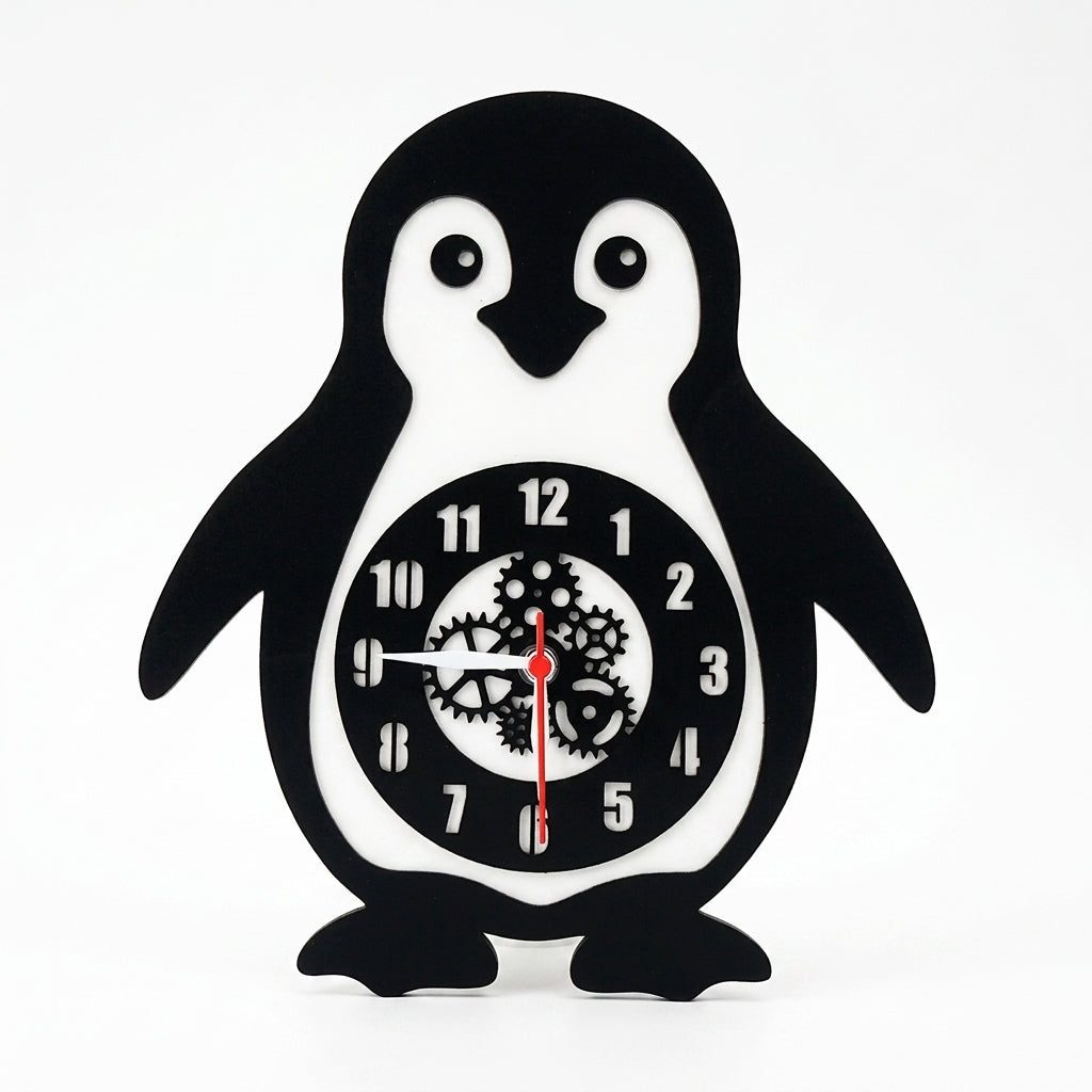 Happy Penguin Premium Acrylic Wall Clock 12"