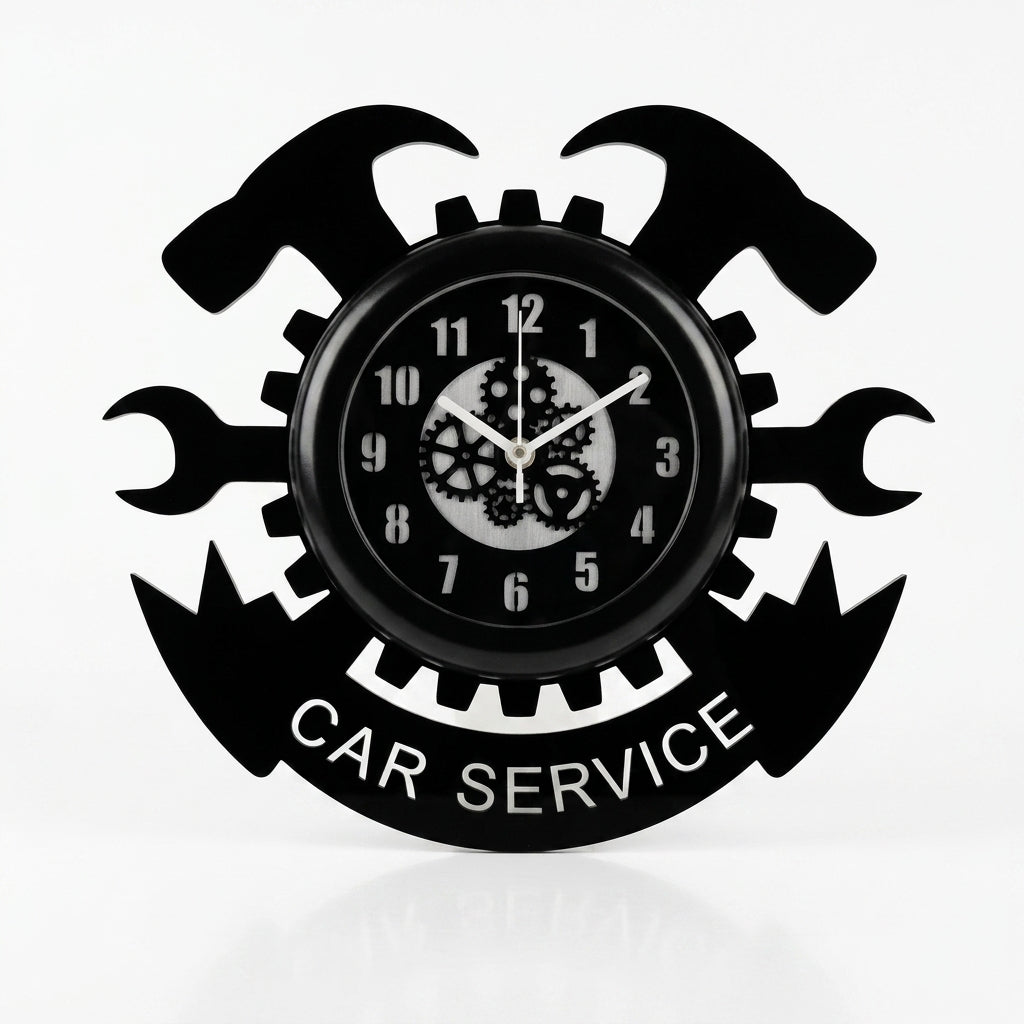 Car Service Premium Wall Clock with Glass Cover || AI-Engineered