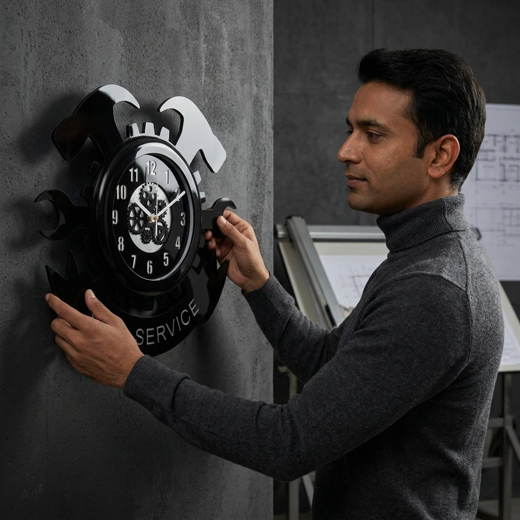 Car Service Premium Wall Clock with Glass Cover || AI-Engineered