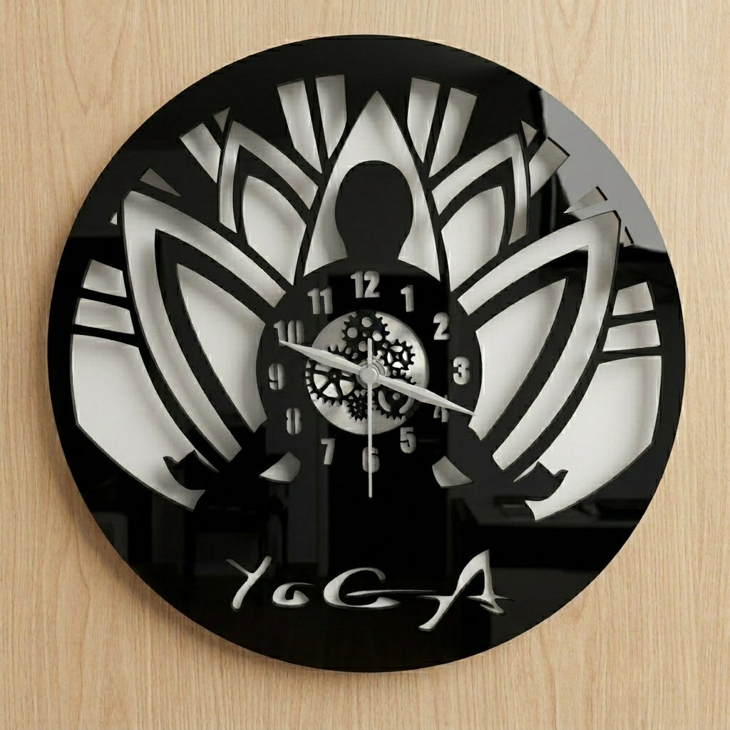 Yoga 12” PlexiGlass Glossy Black Wall Clock