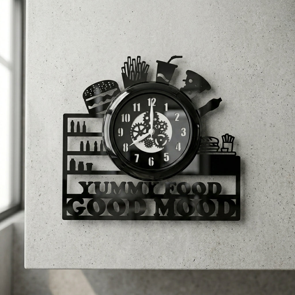 Yummy Food, Premium Glass-Cover Wall Clock