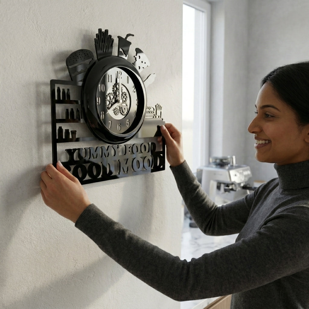 Yummy Food, Premium Glass-Cover Wall Clock