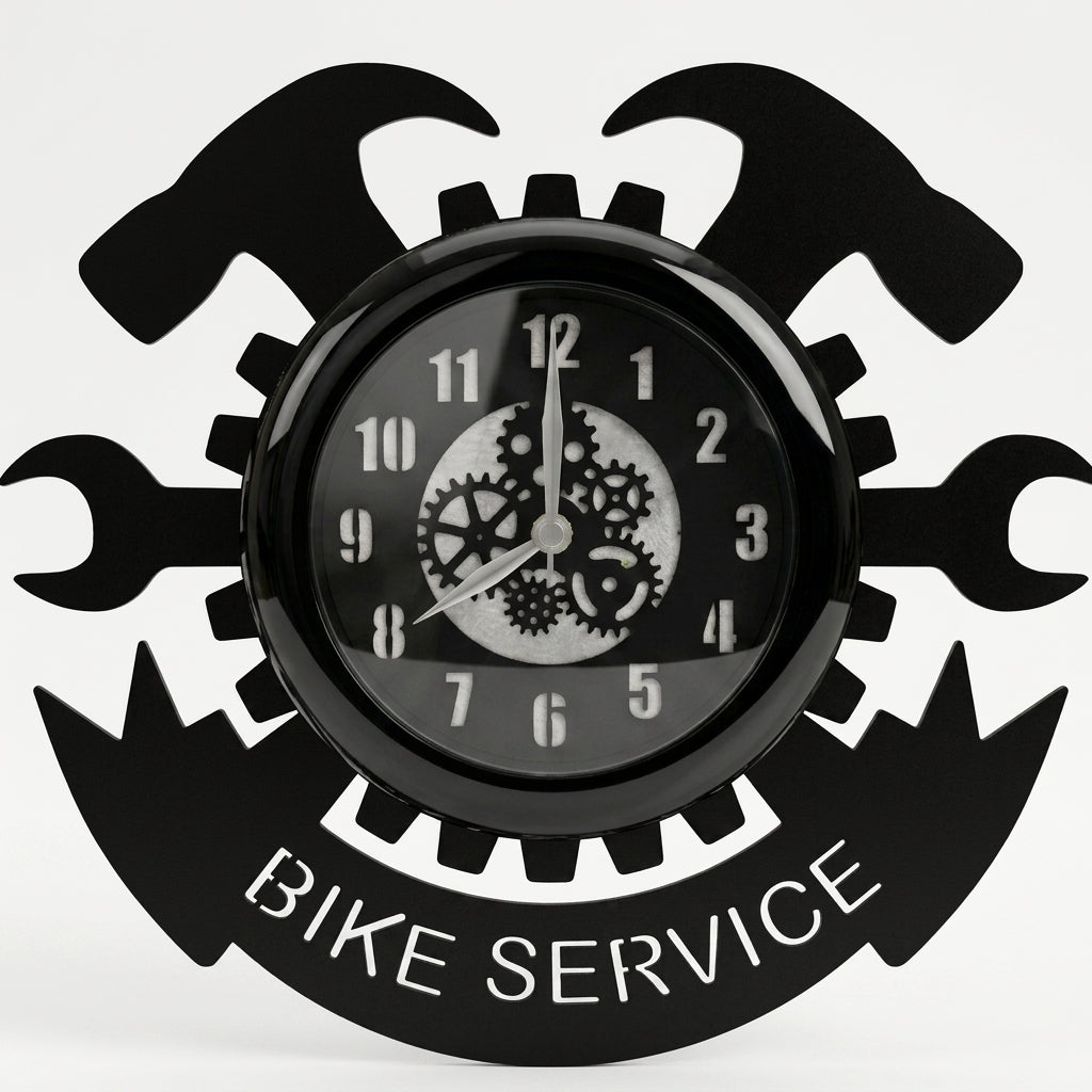 "Bike Service" Premium Glass-Cover Wall Clock