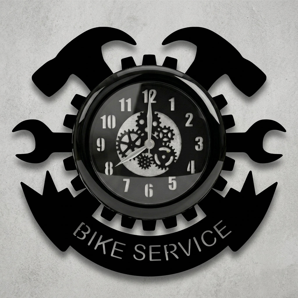 "Bike Service" Premium Glass-Cover Wall Clock