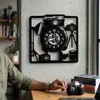 Camera Gear Square Wall Clock 12 inch